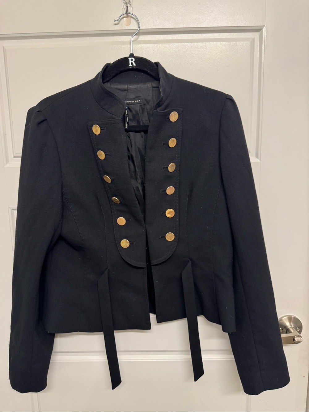 Sandra Angelozzi Military-Style Black Jacket – Size 40